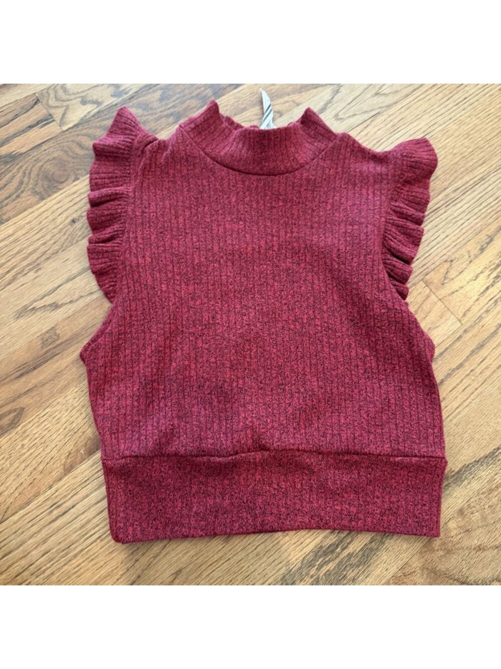 FREE PEOPLE WOMENS RED CAP SLEEVE SHIRT SMALL